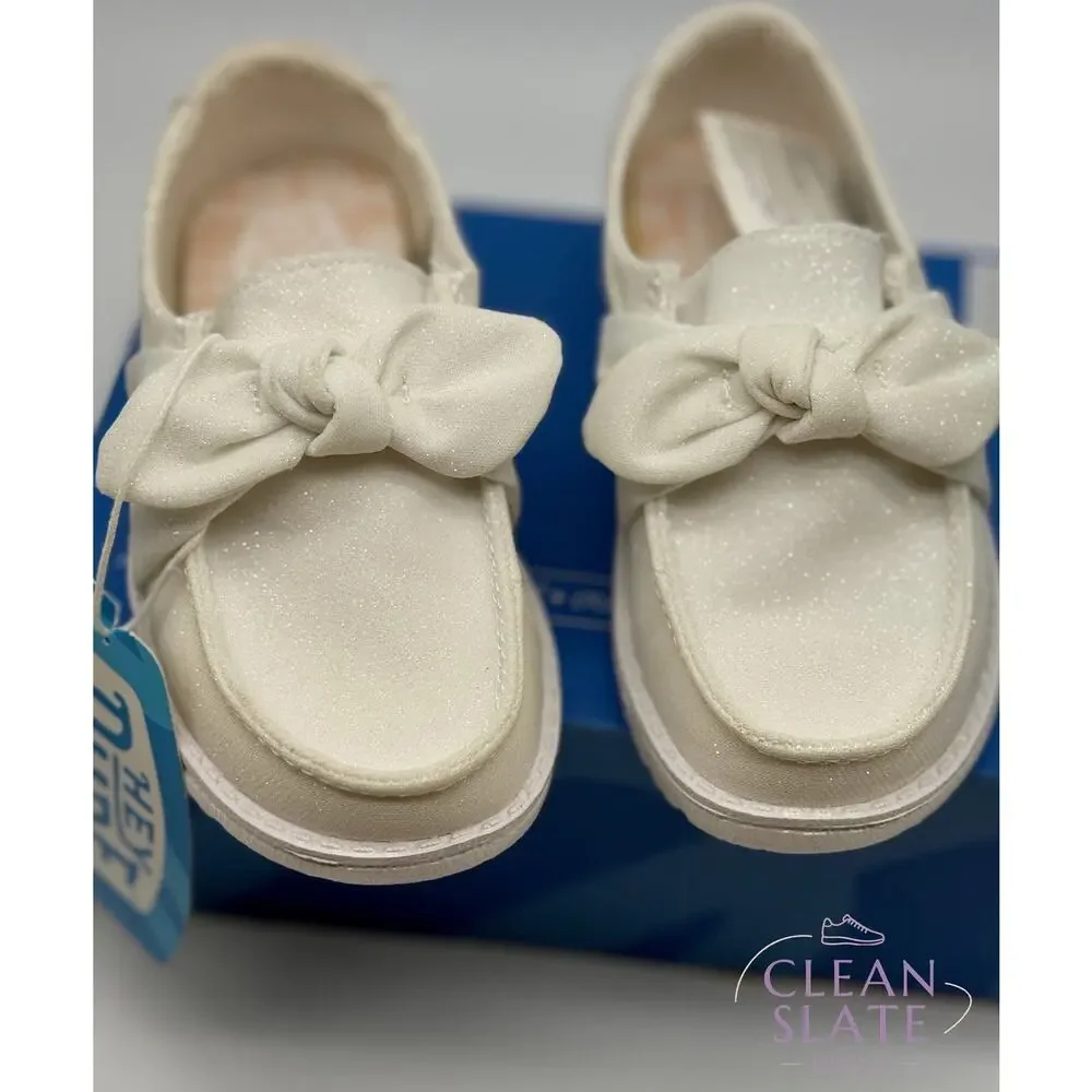 Hey Dude Wendy Bow Stardust White Kids C11 NIB/NWT